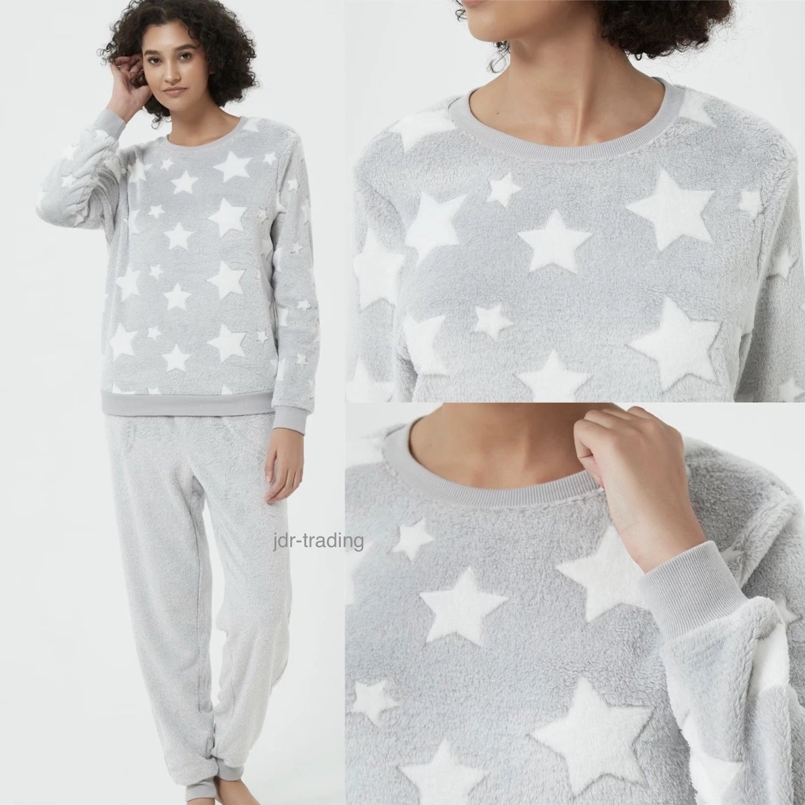 Ladies STAR SUPERSOFT FLEECE PYJAMAS Twosie Cosy Snuggle PJ SET UK 20-26