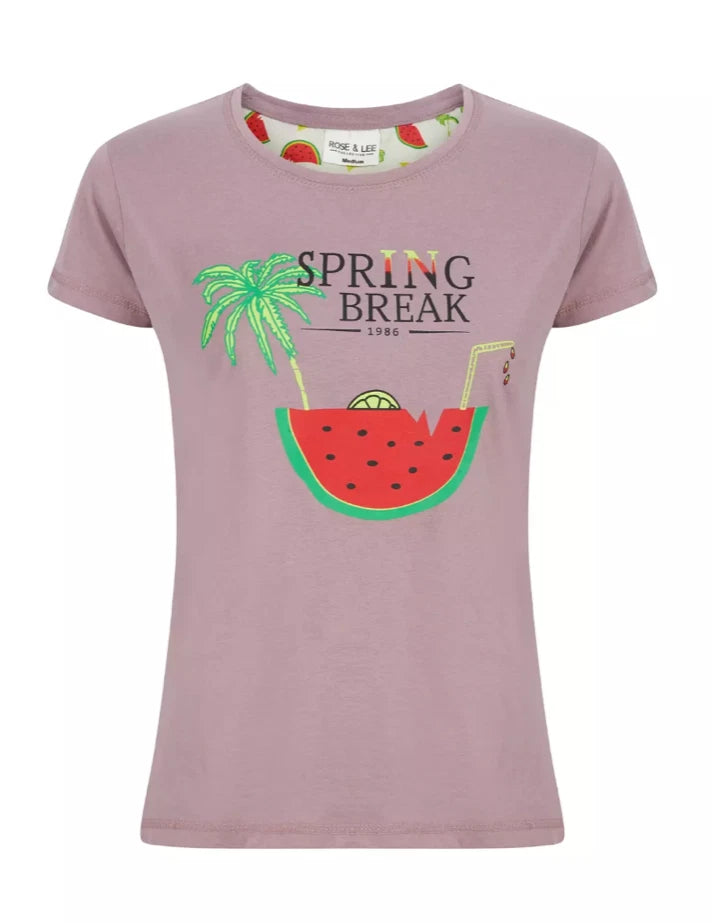 Ladies Pyjama Cotton Blend Printed Crew Neck 2 Piece Set 3 Prints