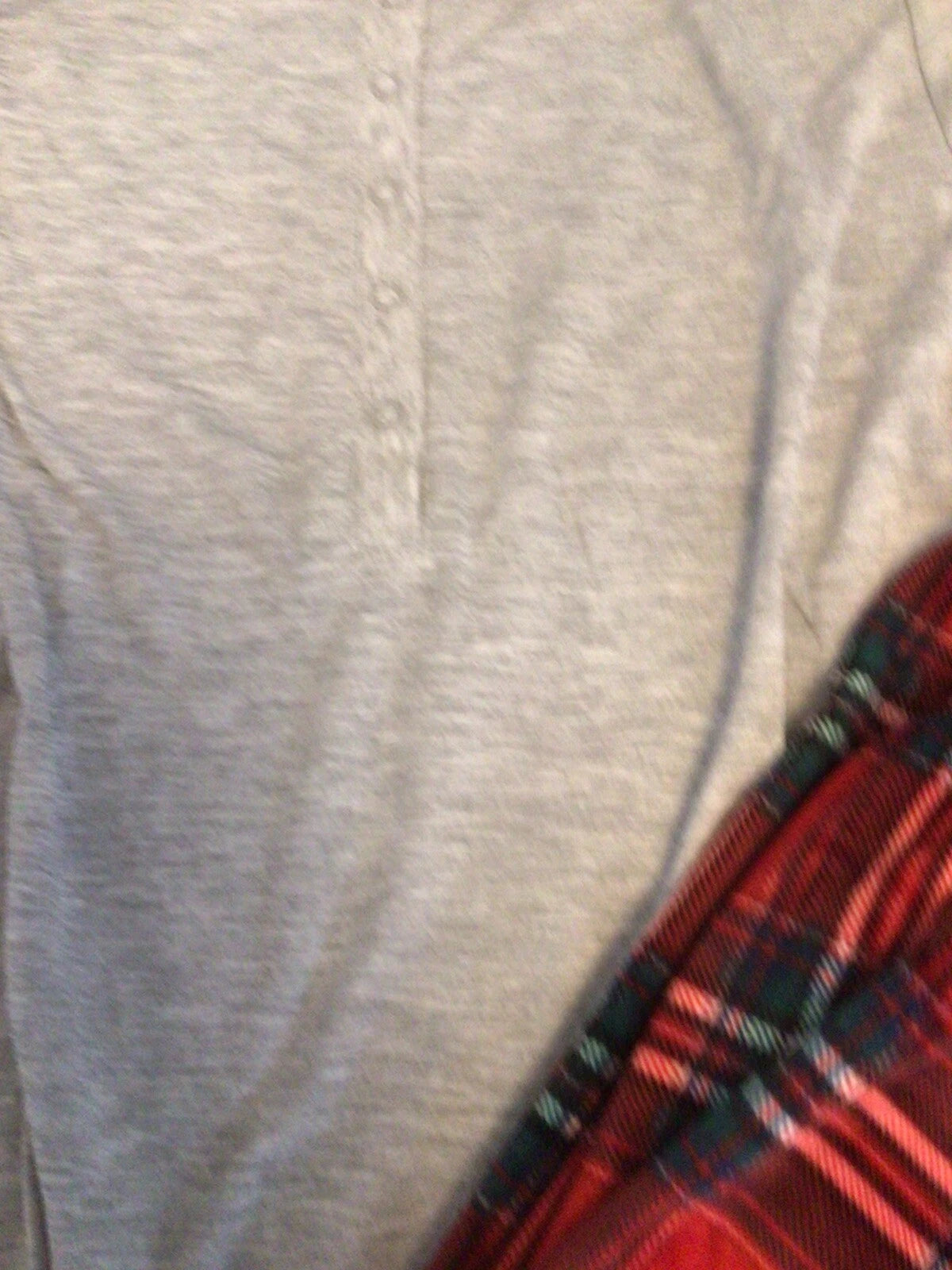 STARS ABOVE Women's Henley Pajama Sleepwear Set Long Sleeve Top Gray Plaid XXL