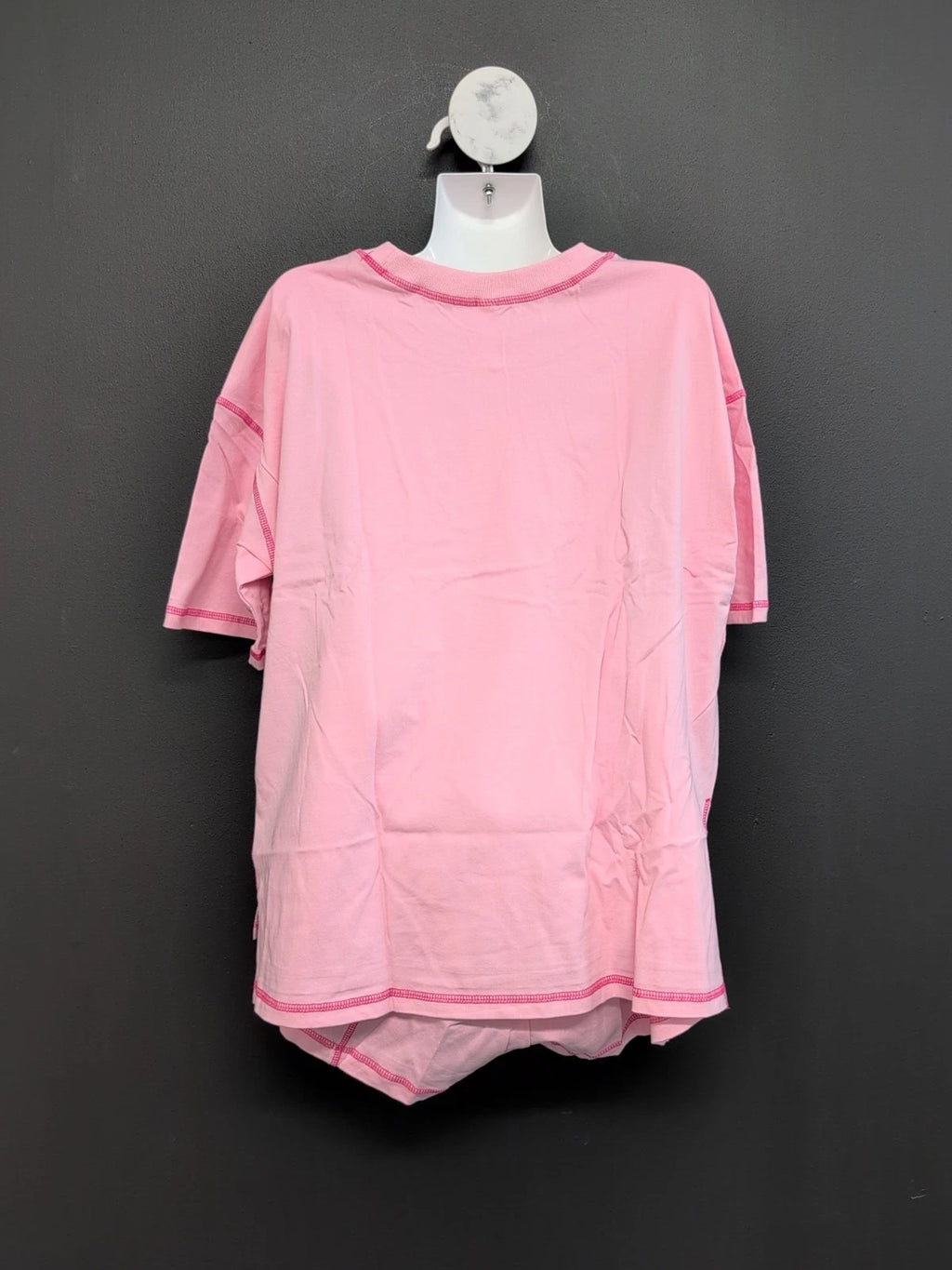 Exlura Soft Cotton Short Sleeves Top & Shorts Pajama Set Women's US Medium Pink