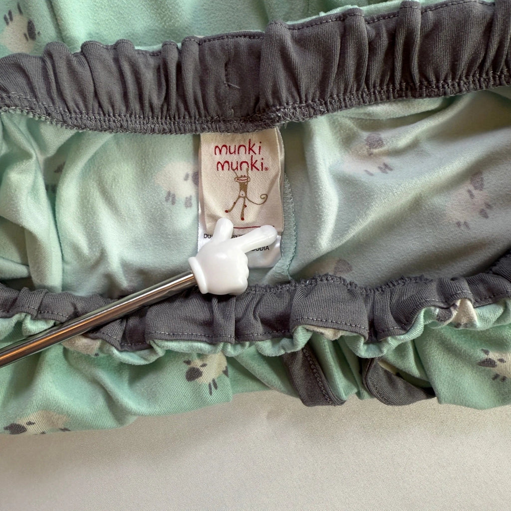 MUNKI MUNKI Women’s Pajama Set Mint Green Sheep Print Short Sleeve Top Pants XS