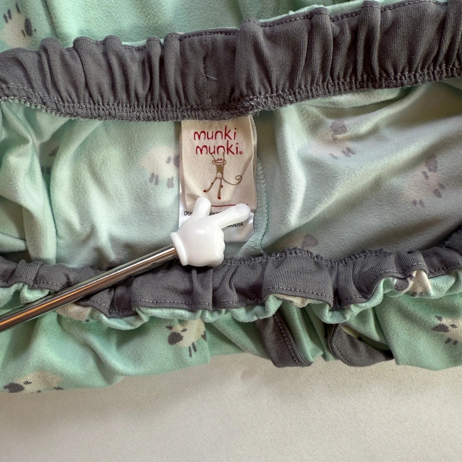 MUNKI MUNKI Women’s Pajama Set Mint Green Sheep Print Short Sleeve Top Pants XS