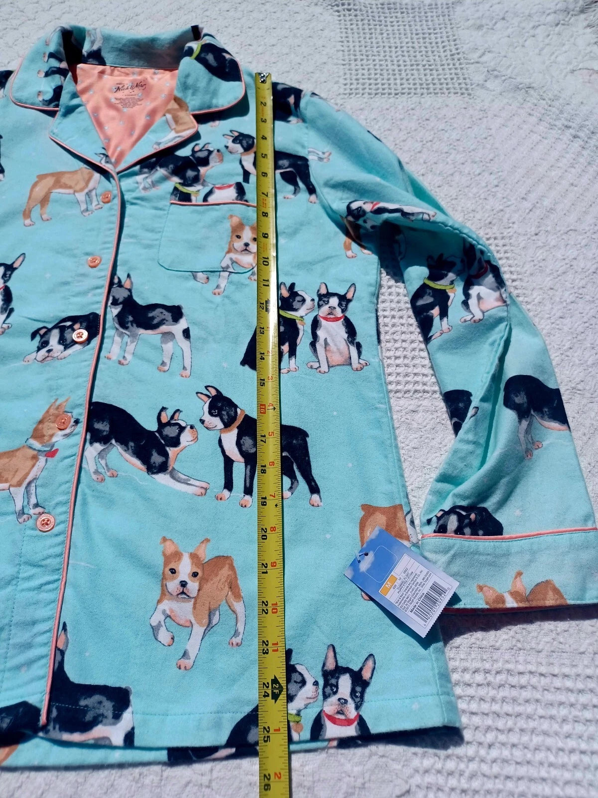Nick&Nora Flannel Sleepwear Cotton Pajama Set Puppy Eyes Dog Print Relaxed M