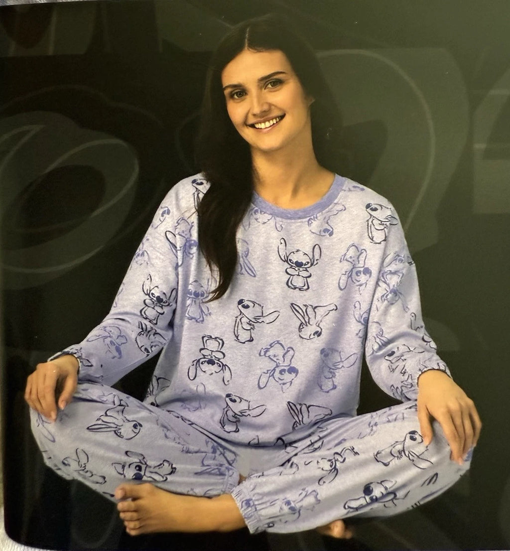 Disney Stitch Womens Size XL Purple Cozy Pajama 2 Piece Lounge Set FAST SHIPPING