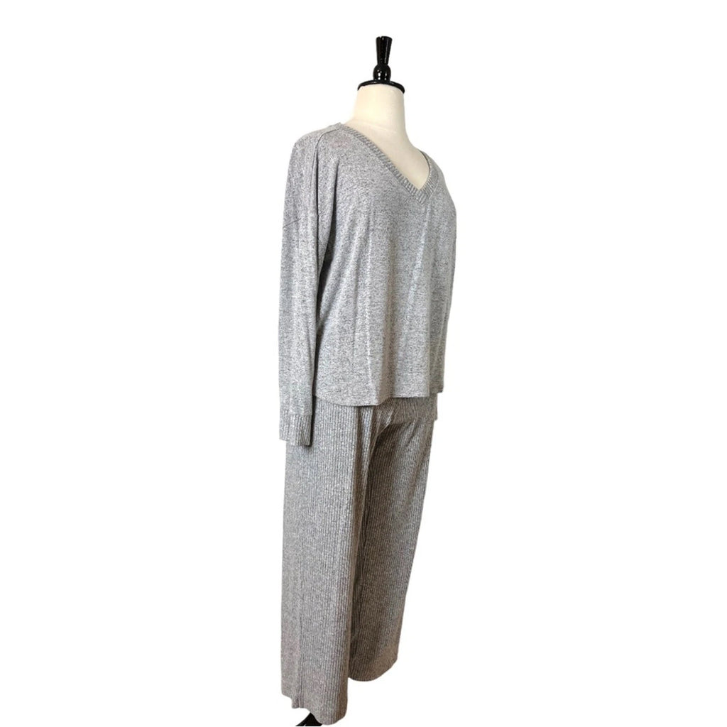 Soma Women’s Lounge Set Brushed Terry Ribbed Wide Leg Pants Gray Size XXL Plus