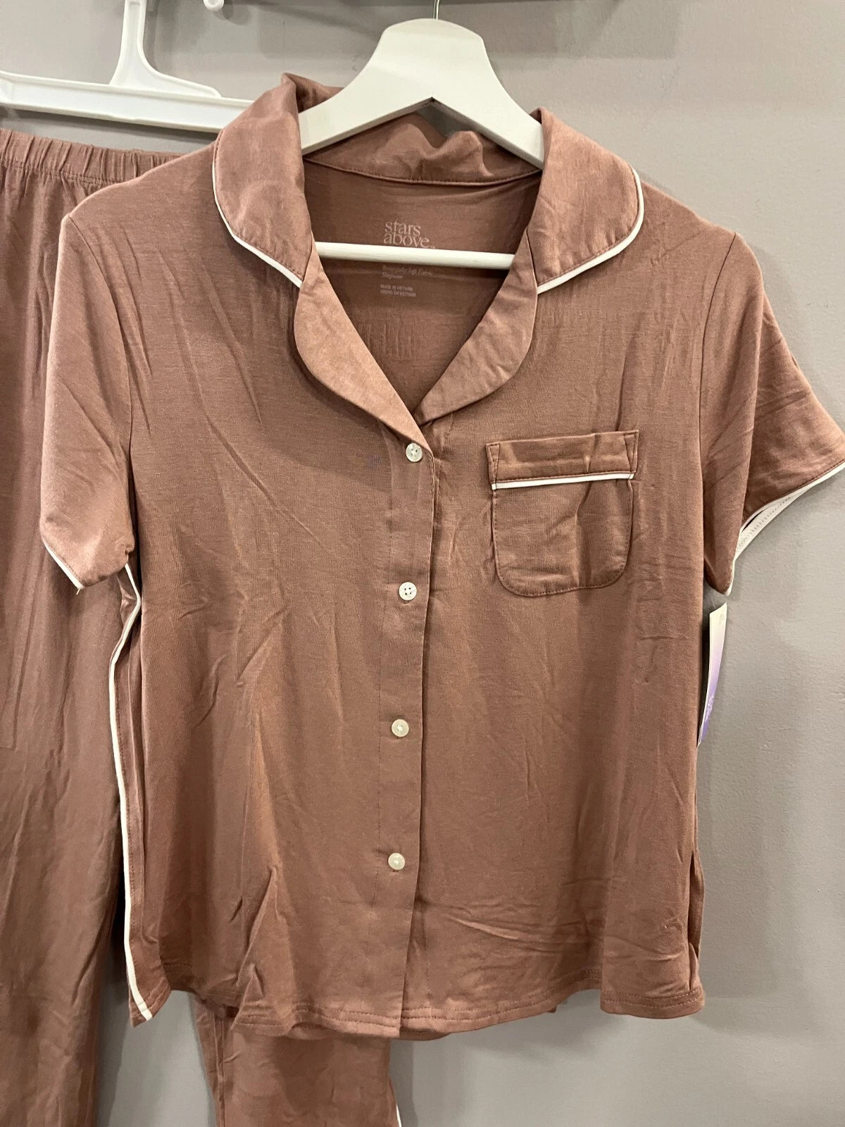 2pc Stars Above Womens Notch Collar Pajama Set, Lumbrook Mauve Size XS