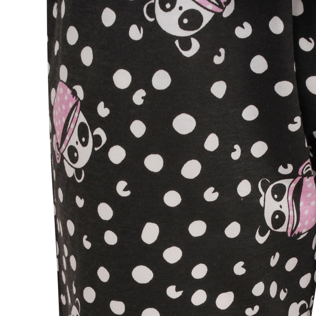 Ladies Ex-Stores Novelty Cute Bear And Panda Print Pyjama Set, Nightwear, PJ's