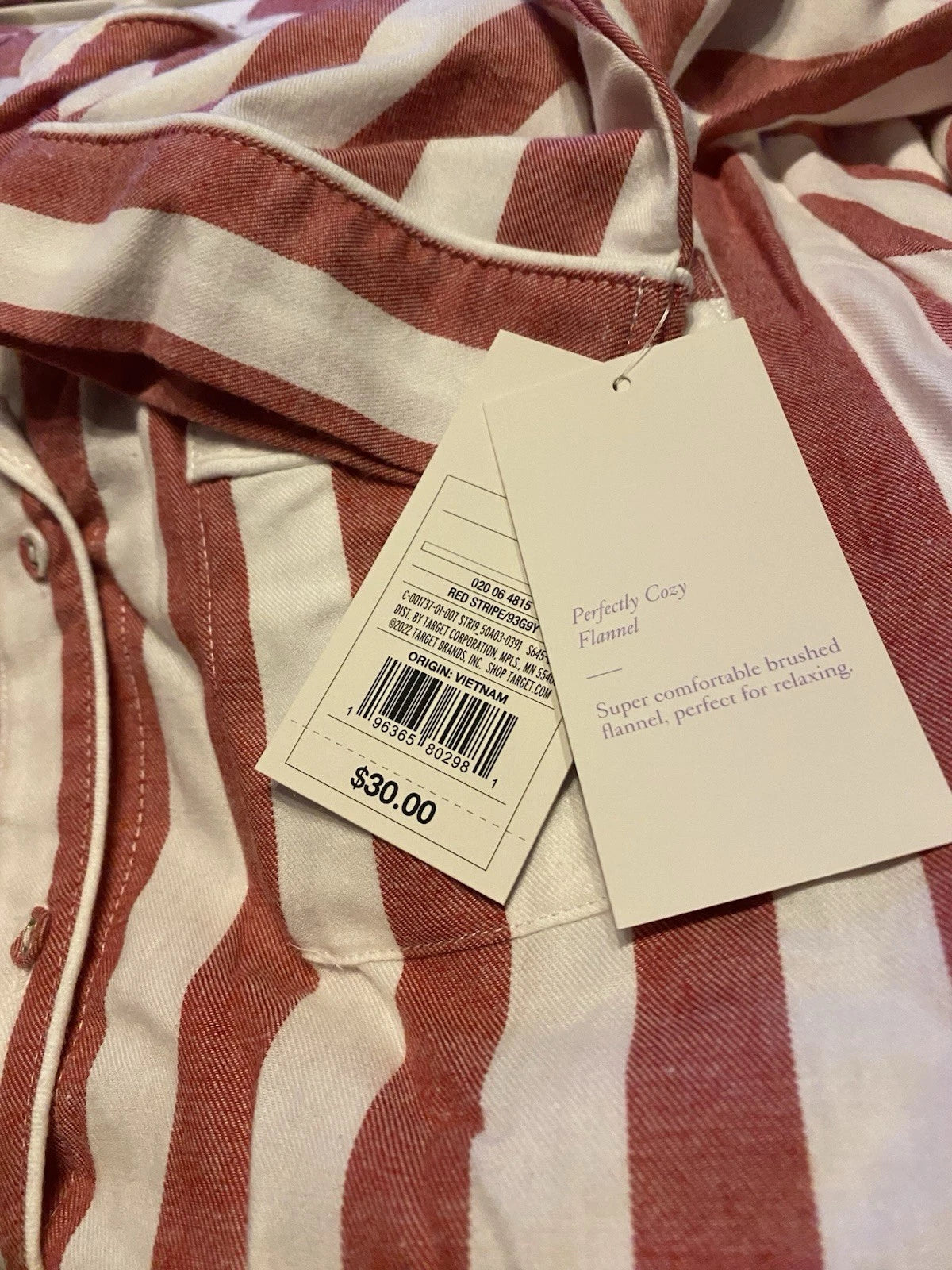 Stars Above Women's XS Pajama Set Red White Striped Perfectly Cozy Flannel New