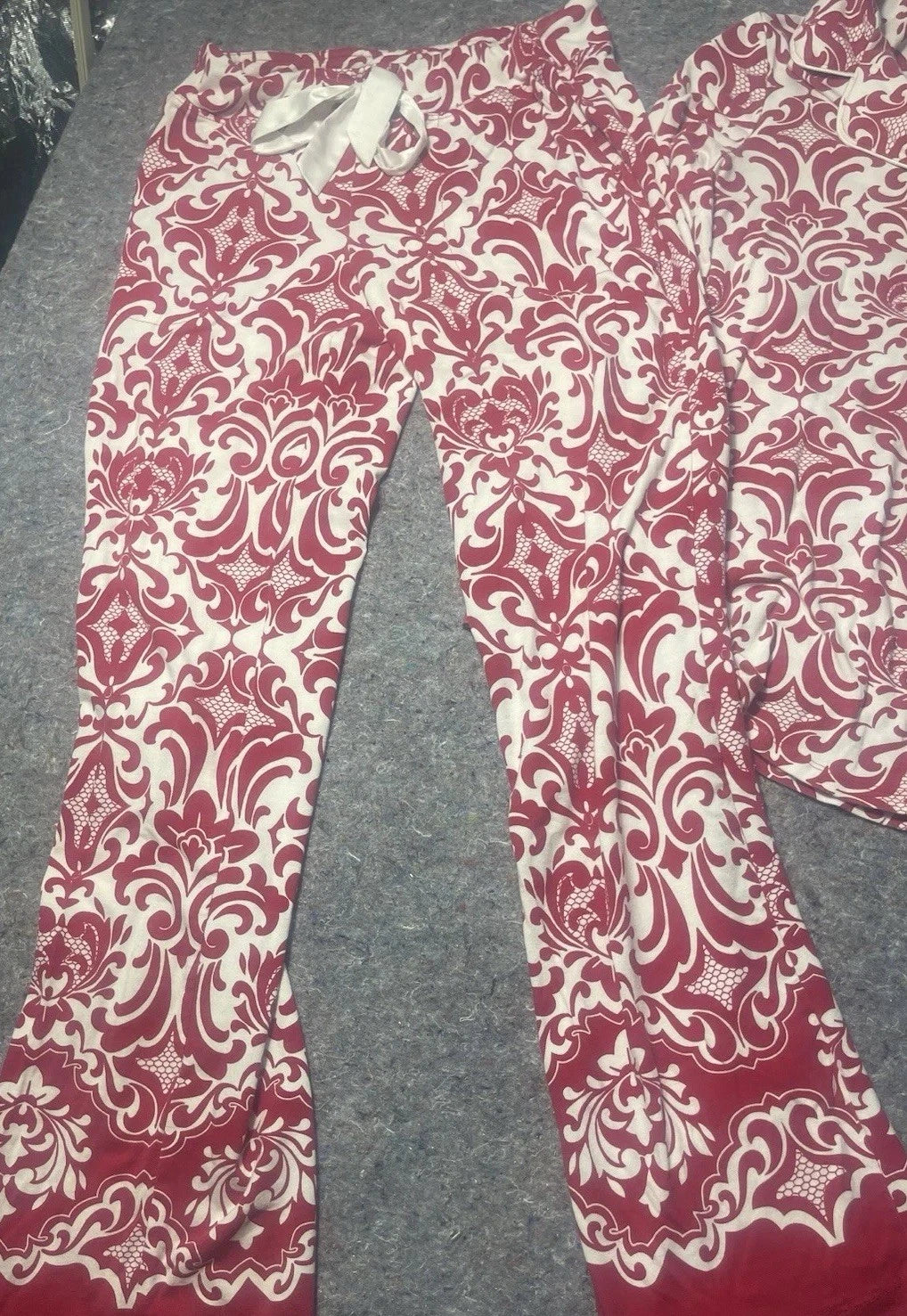 Soma Cool Nights Pajama Set Red Damask Baroque Print XS