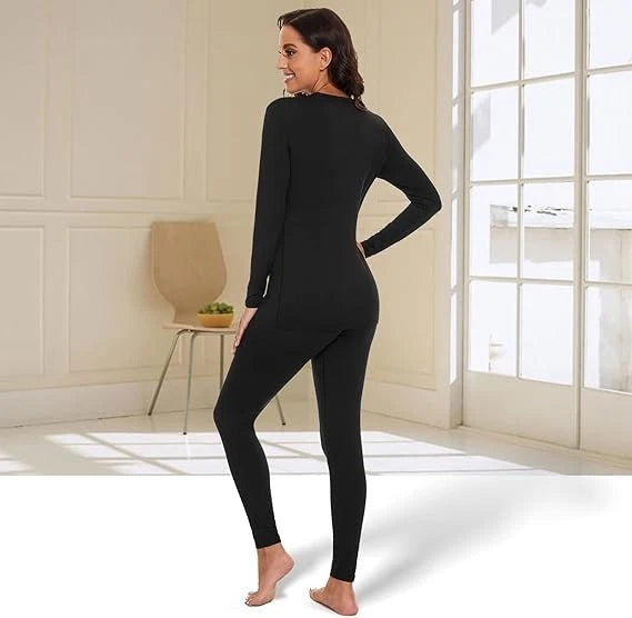 Womens Ladies Thermal Underwear Long Sleeve Top Bottom Long Johns Set Warm Shirt