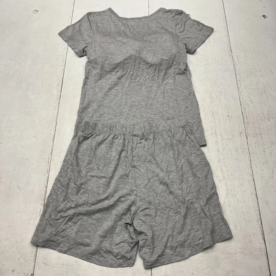 Gray 2 Piece Padded Short Sleeve & Shorts Pajama Set Women's Size L NEW