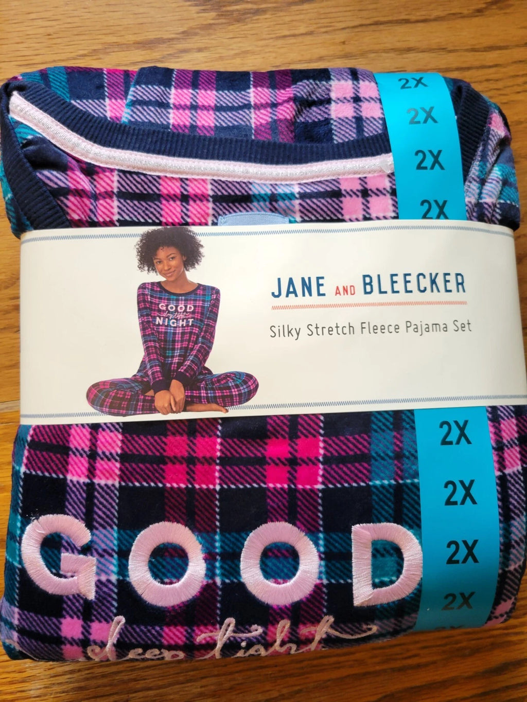 Womens Jane and Bleecker Silky Stretch Fleece Pajama PJ Set Purple 2X