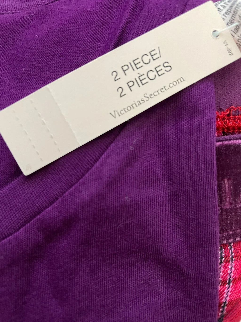 Victoria Secret Pajama Set Womens 2XL Regular Flannel Jogger Tee Purple Plaid