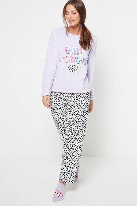 Ladies Womens SUPERSOFT FLEECE Pyjamas and Matching Socks Cosy PJ SET UK 8-26