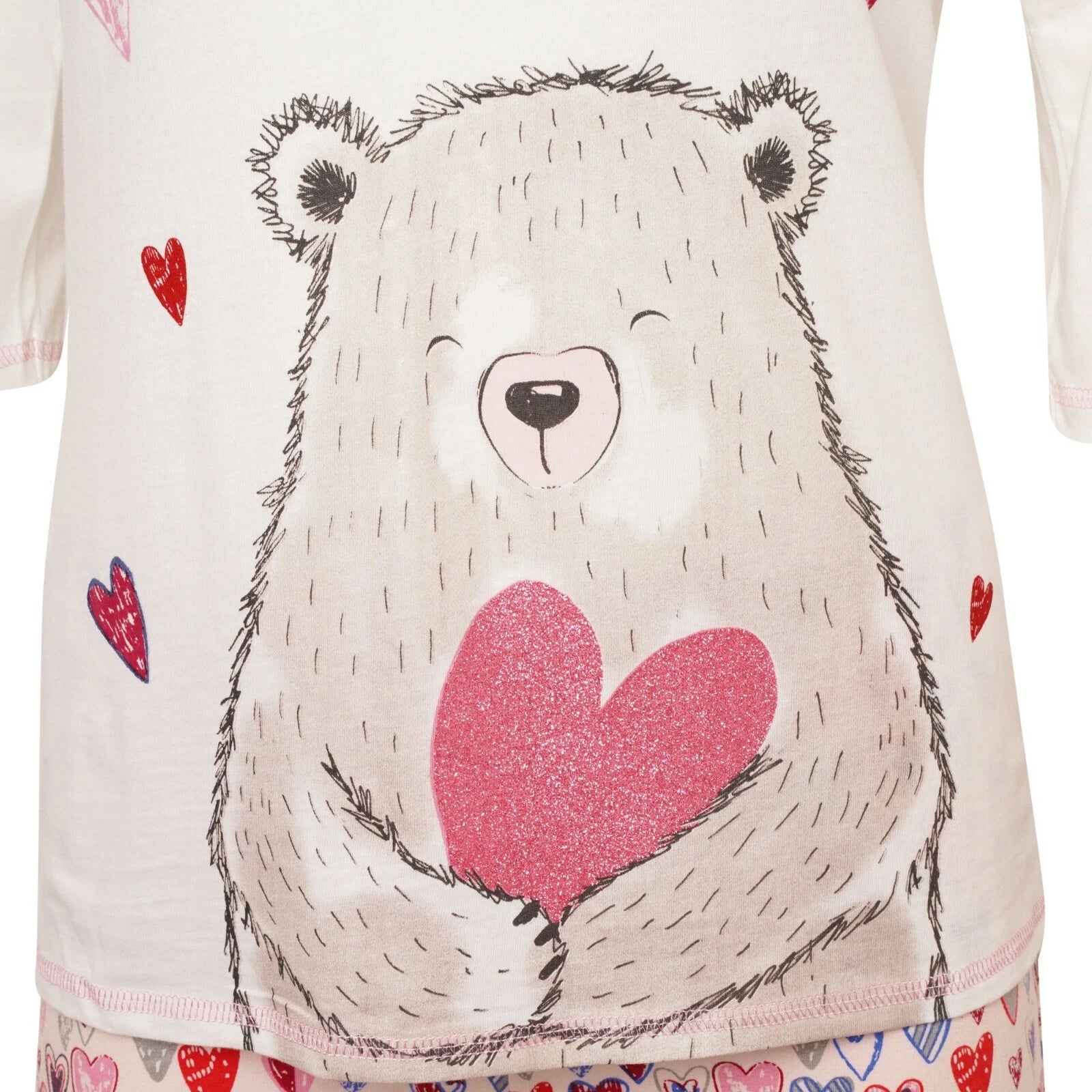 Ladies Ex-Stores Novelty Cute Bear And Panda Print Pyjama Set, Nightwear, PJ's