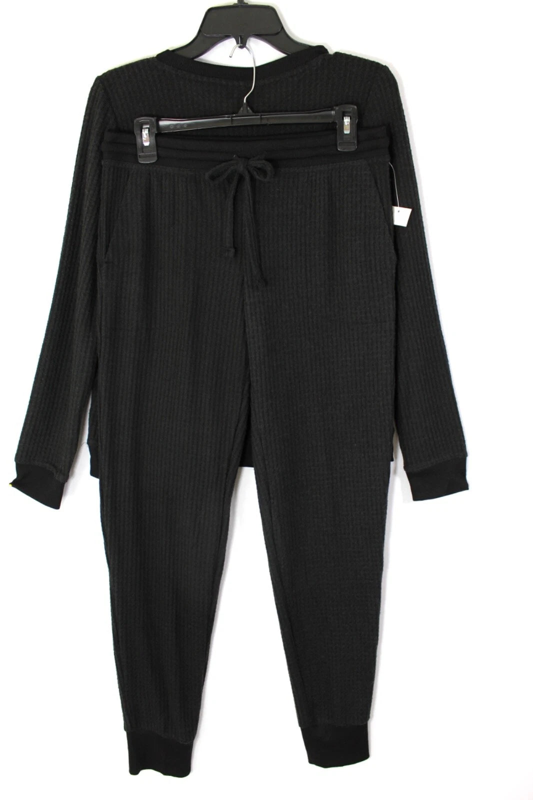 ALFANI Thermal Henley Pajama Set Size Medium Pockets Classic Black Retail $69.50