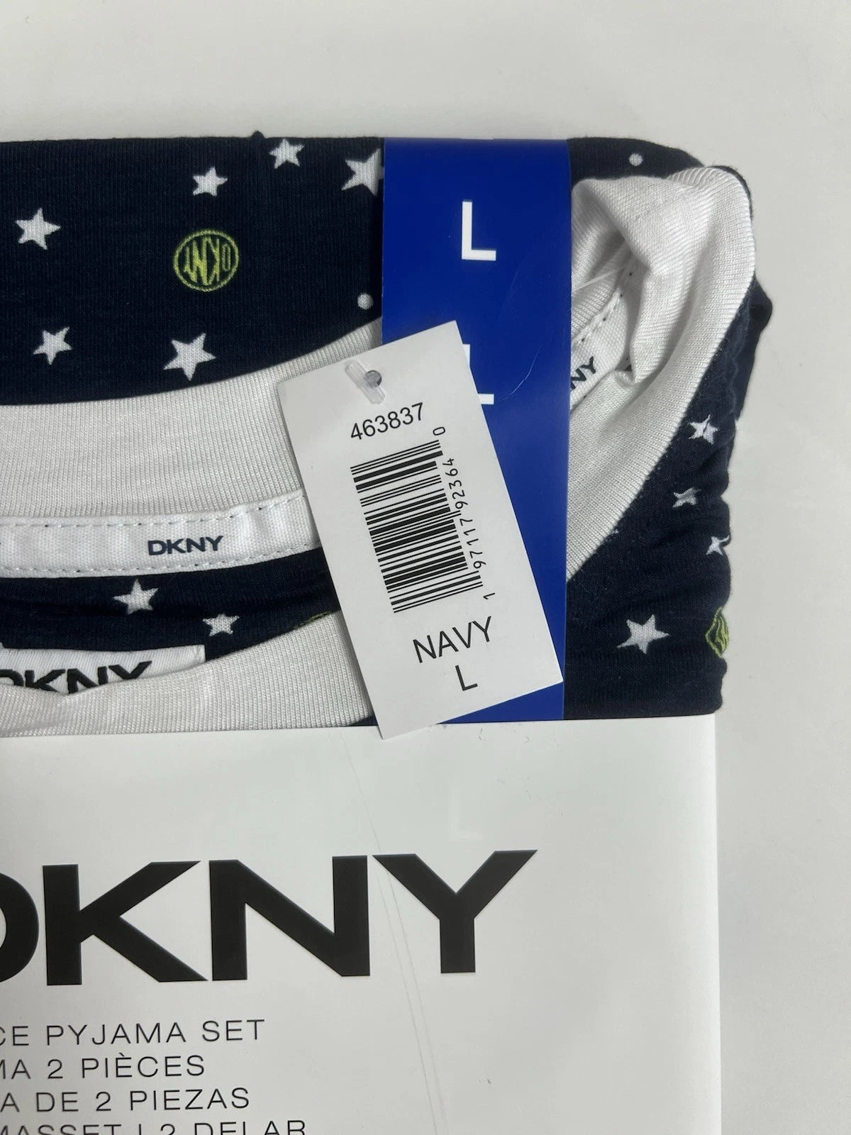 DKNY Pyjama 2 Piece Set Navy & Green Size Large Brand New In Original Packaging