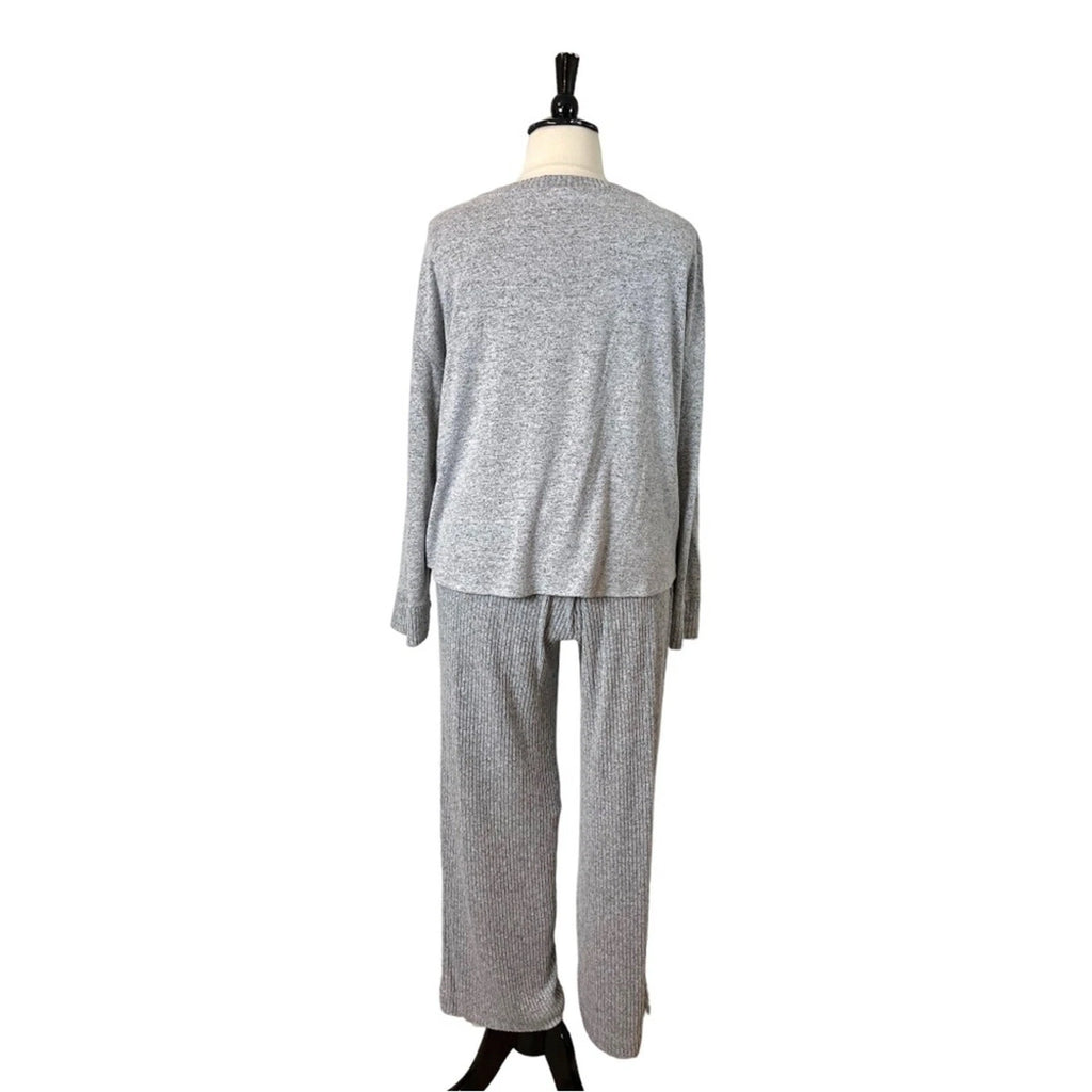Soma Women’s Lounge Set Brushed Terry Ribbed Wide Leg Pants Gray Size XXL Plus