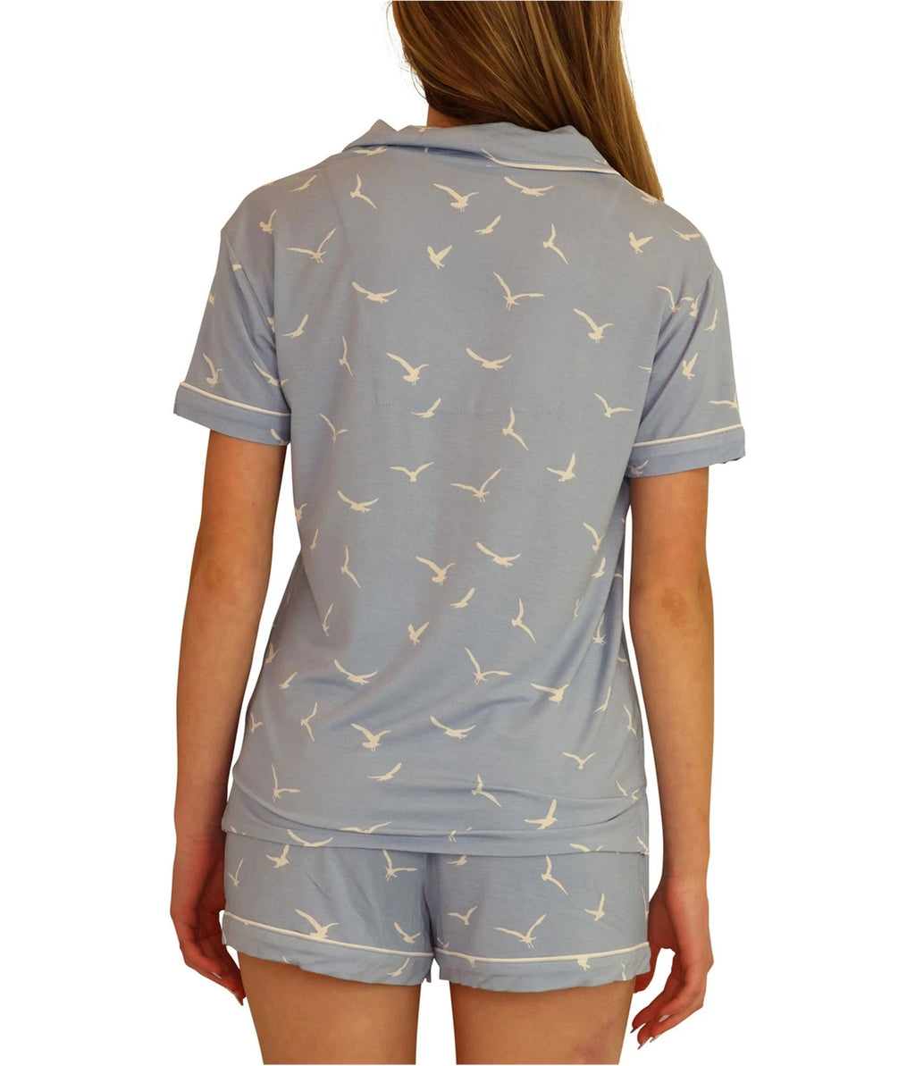 P.J. Salvage Womens In Flight 2 Pc Pajama Set, Blue, Small