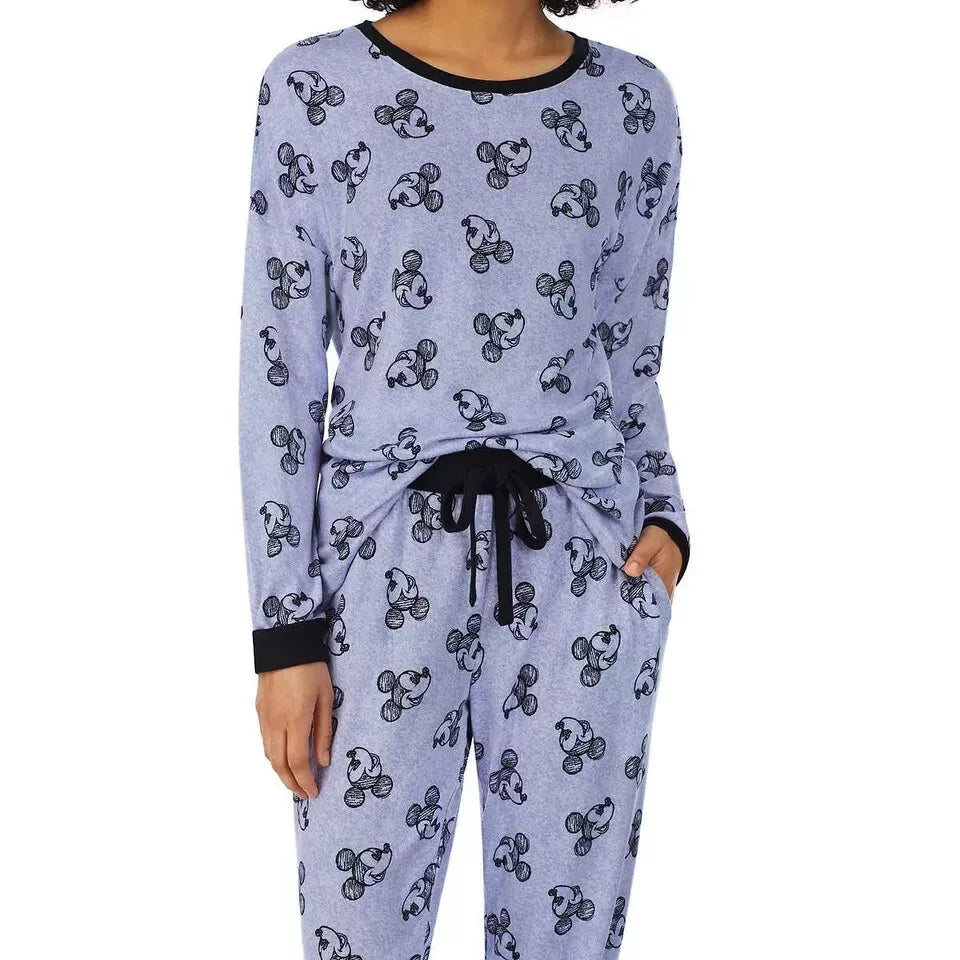 NEW Women's Disney Mickey Mouse 2 Piece Blue Cozy Pajama Set Size XXLarge