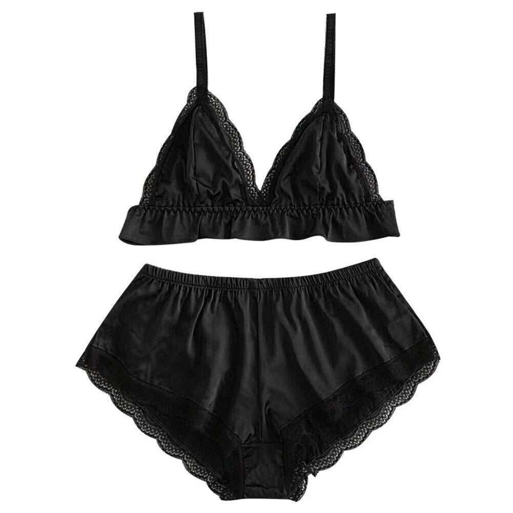 Women Satin Silk Sleepwear Set Top Shorts Nightwear Sexy Lingerie Pajamas-Set