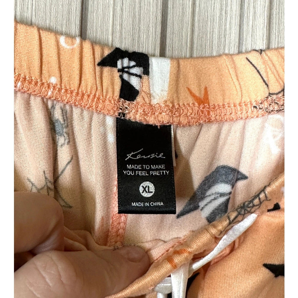 Kensie 2-Piece Women's Halloween Boo Orange Pajamas Set Size XL