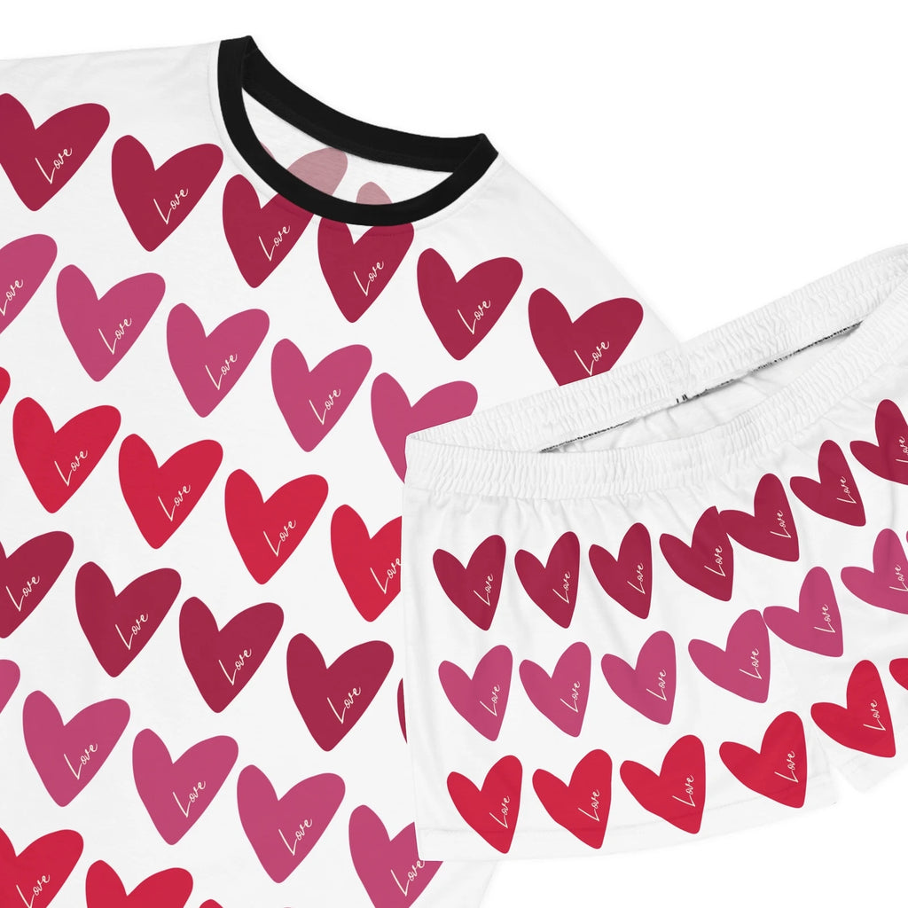 Love Is Everywhere Women's Short Pajama Set (White)
