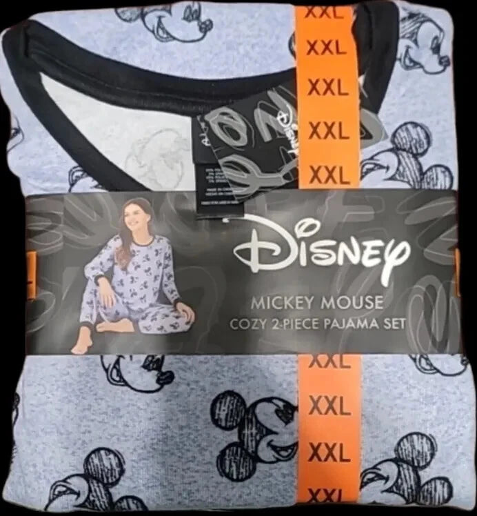 NEW Women's Disney Mickey Mouse 2 Piece Blue Cozy Pajama Set Size XXLarge