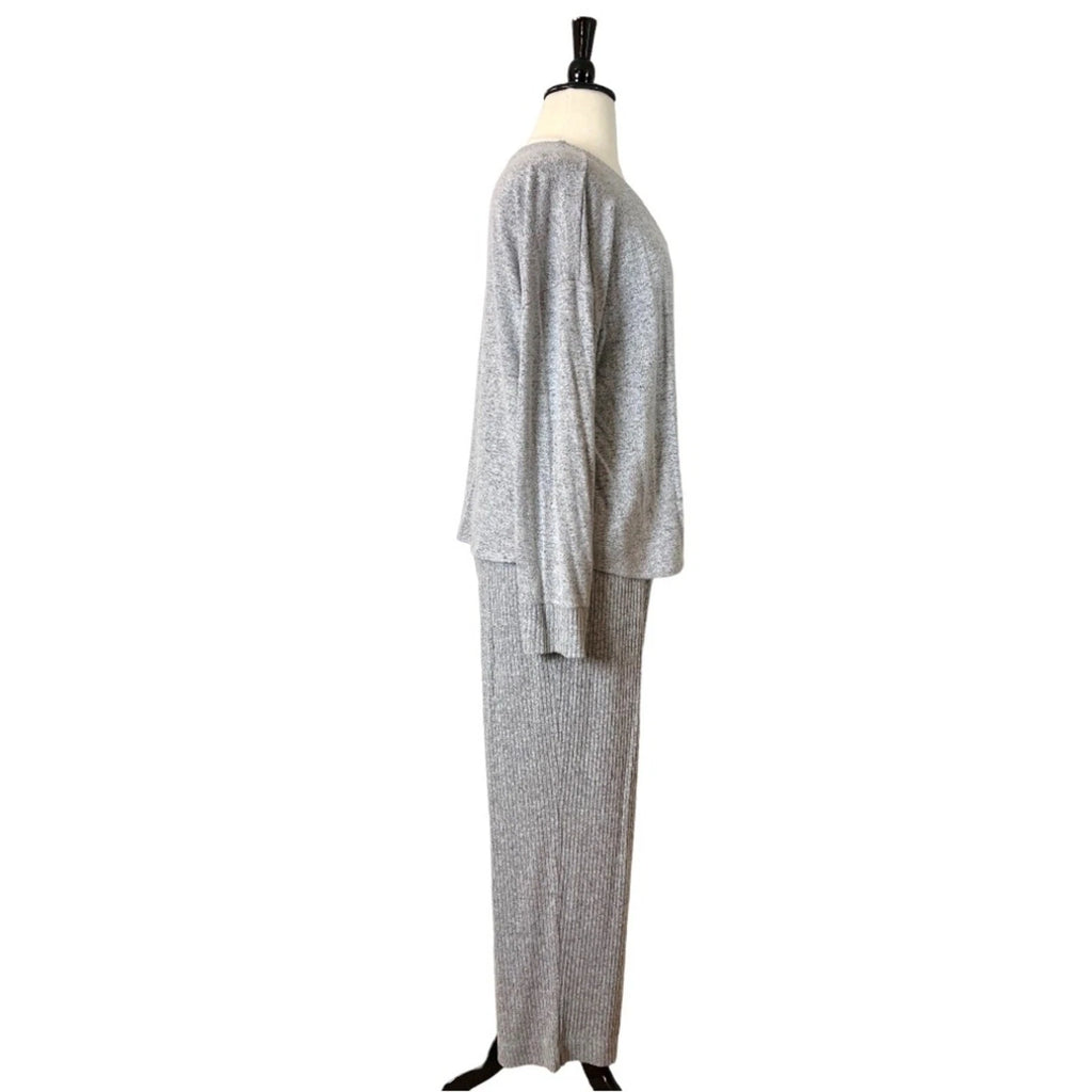Soma Women’s Lounge Set Brushed Terry Ribbed Wide Leg Pants Gray Size XXL Plus