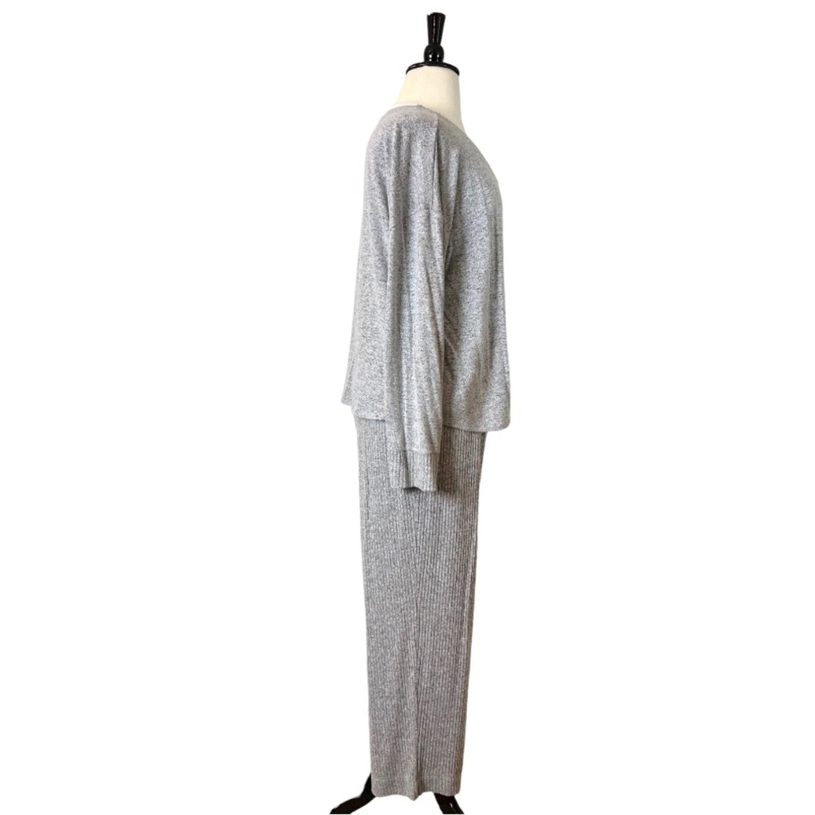 Soma Women’s Lounge Set Brushed Terry Ribbed Wide Leg Pants Gray Size XXL Plus
