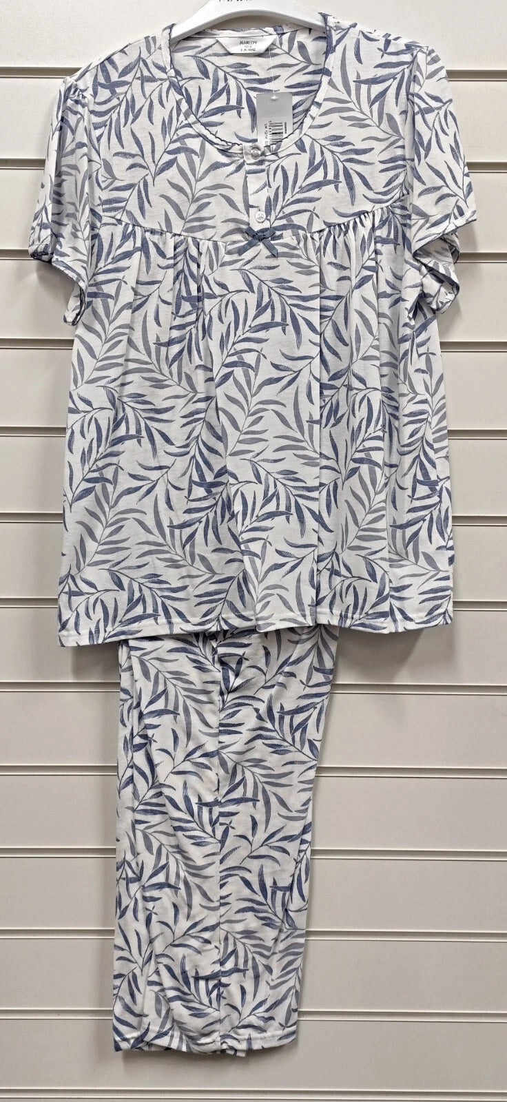 MARLON LADIES SUMMER JERSEY COTTON PALM SHORT SLEEVES PYJAMA SET UK SIZES 8-26