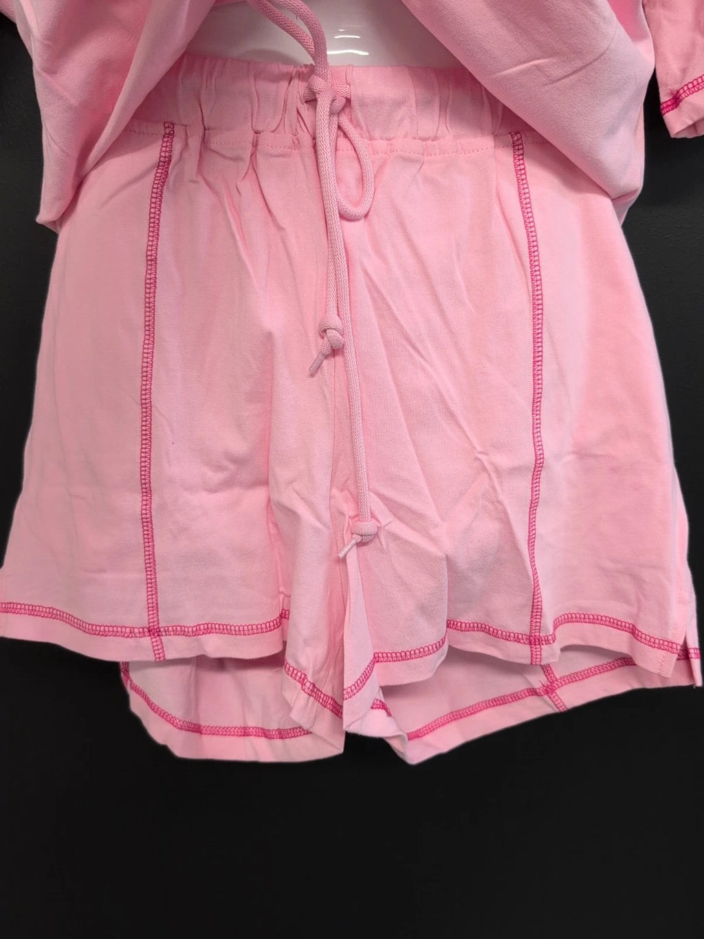 Exlura Soft Cotton Short Sleeves Top & Shorts Pajama Set Women's US Medium Pink