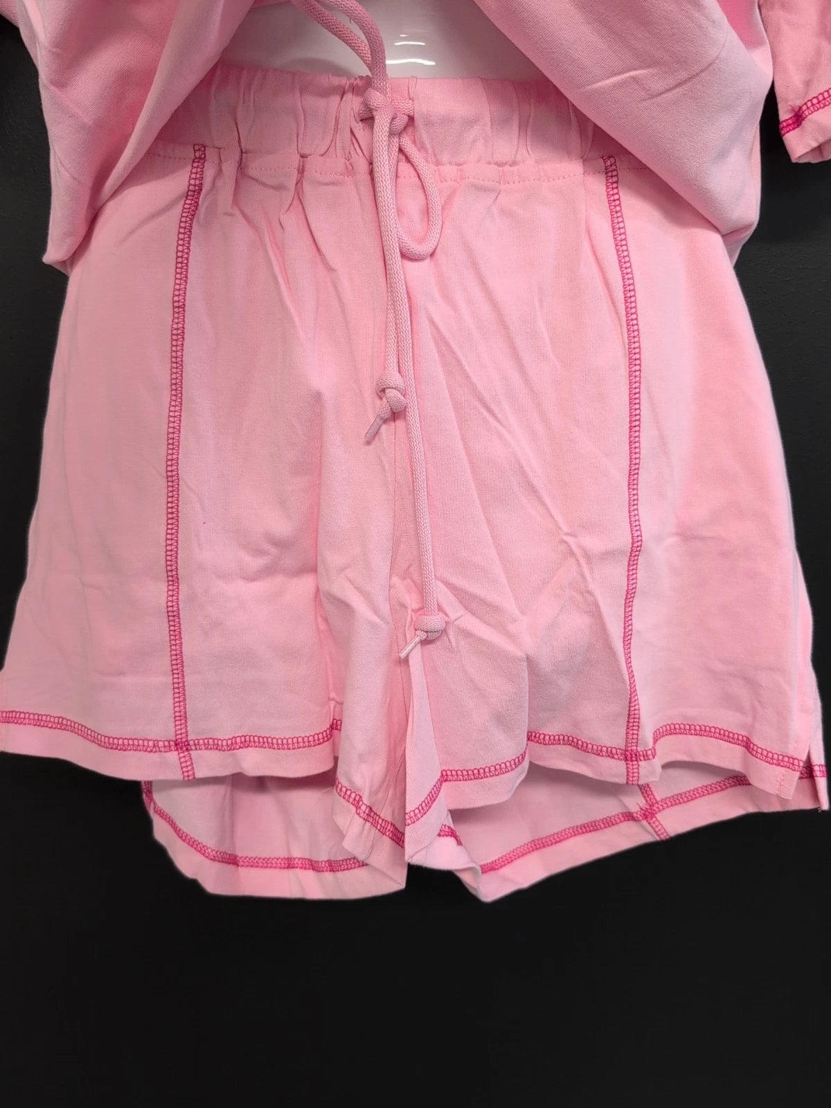 Exlura Soft Cotton Short Sleeves Top & Shorts Pajama Set Women's US Medium Pink
