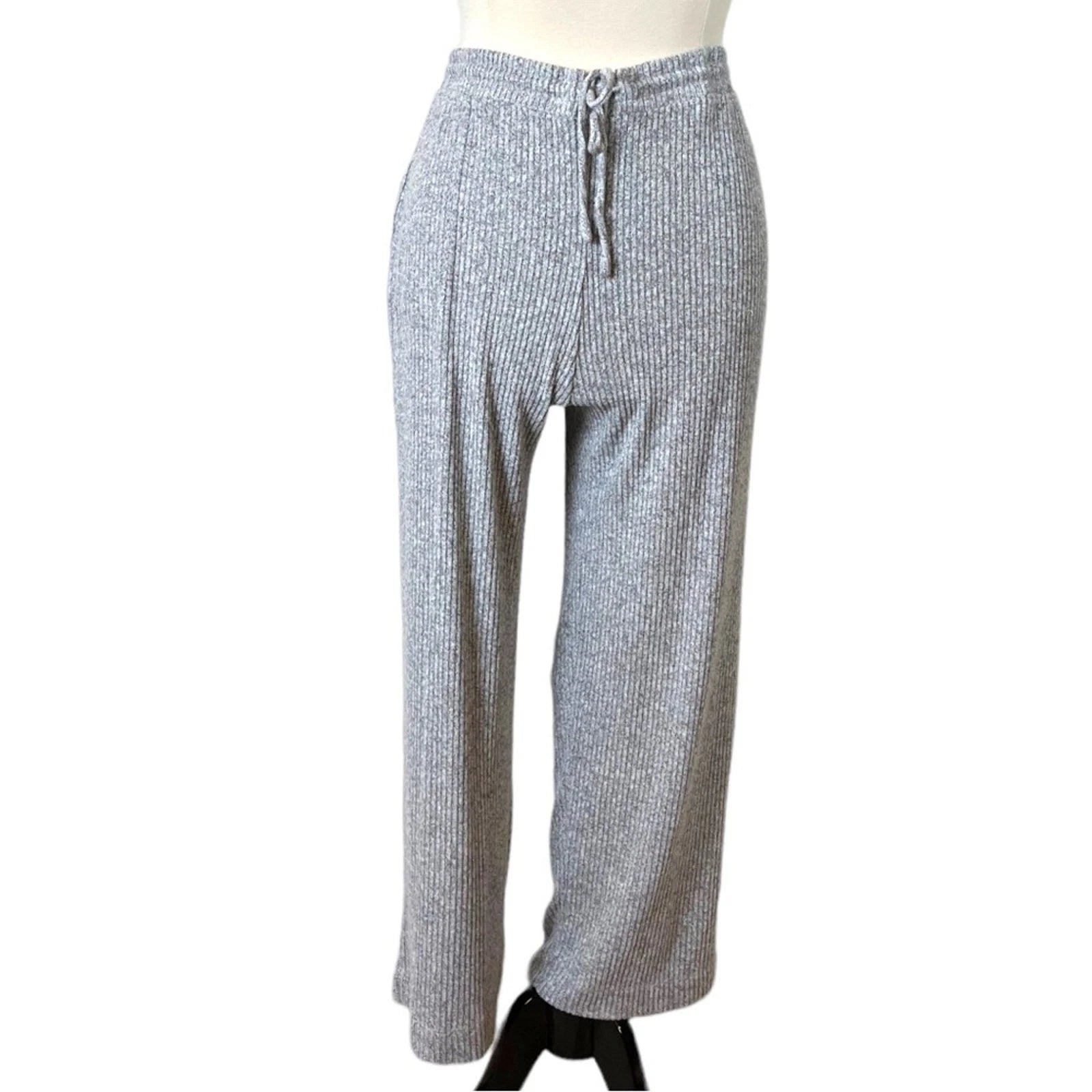Soma Women’s Lounge Set Brushed Terry Ribbed Wide Leg Pants Gray Size XXL Plus