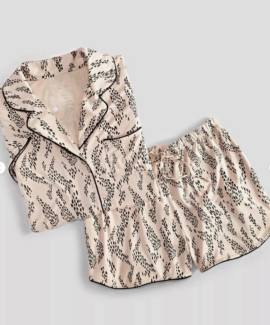 State of Day Women's 2-Pc. Short-Sleeve Notched-Collar Pajama Set Size XXL 00956