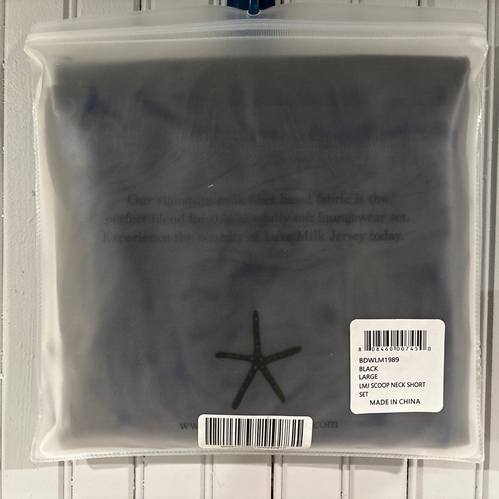 Barefoot Dreams Luxe Milk Jersey Scoop Neck Short Set Black NEW Large GIFT $110