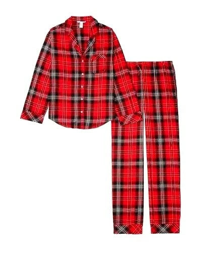 Victoria's Secret THE FLANNEL PJ Set Big Red Plaid VERY SOFT XL Regular Length
