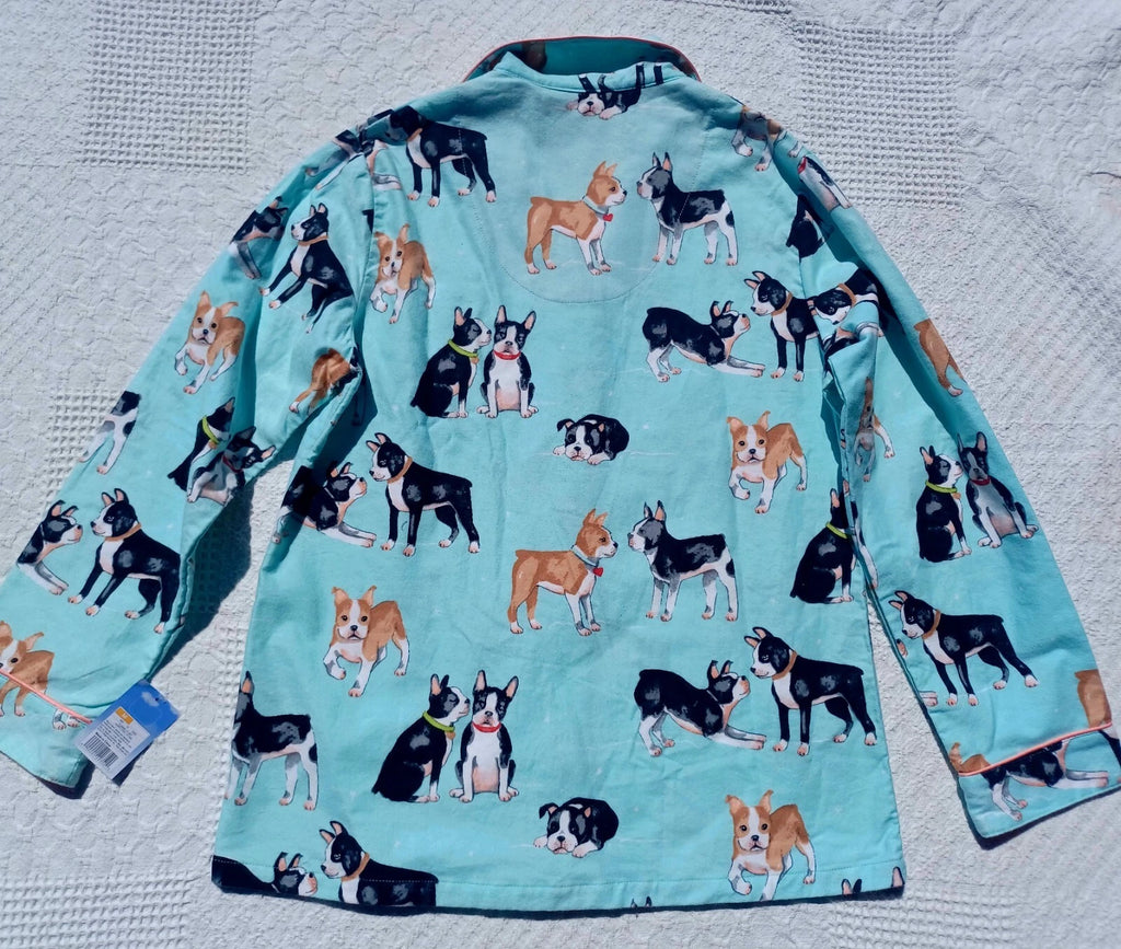 Nick&Nora Flannel Sleepwear Cotton Pajama Set Puppy Eyes Dog Print Relaxed M