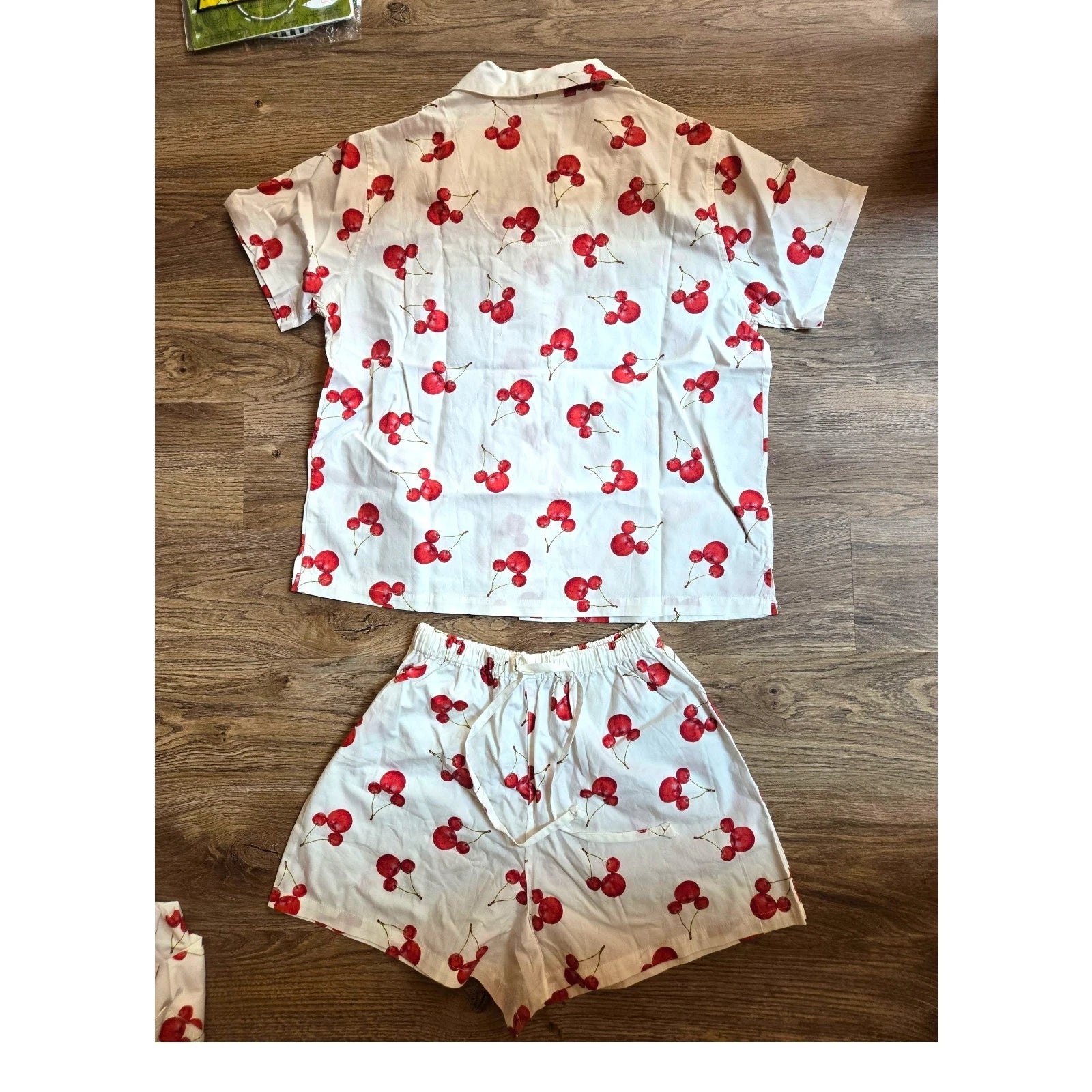 Nwt S/XS Vintage Disney Store Women's Cherry Mickey Head Pajama Set Short Cotton