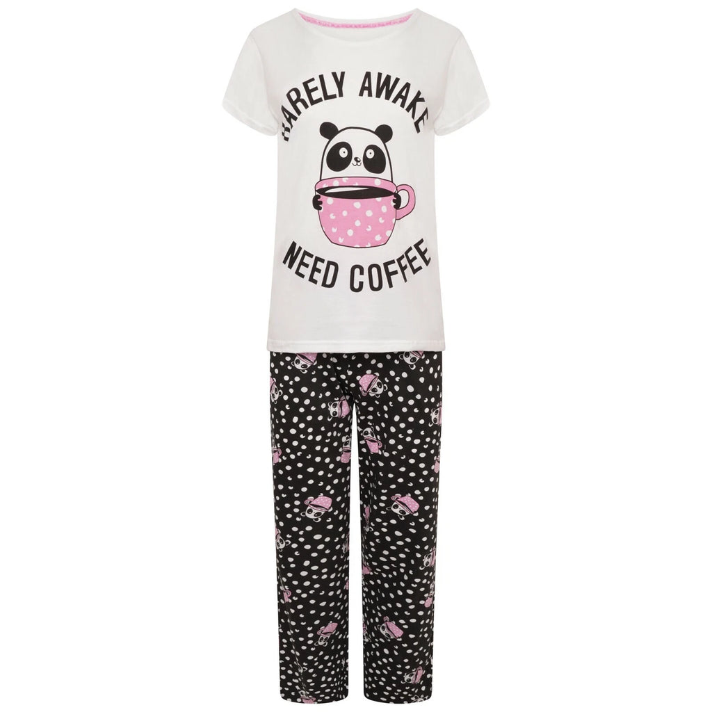 Ladies Ex-Stores Novelty Cute Bear And Panda Print Pyjama Set, Nightwear, PJ's