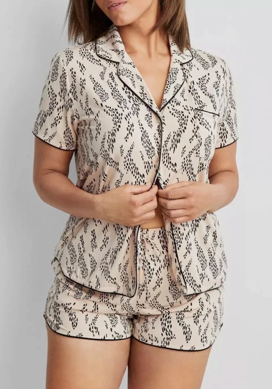 State of Day Women's 2-Pc. Short-Sleeve Notched-Collar Pajama Set Size XXL 00956