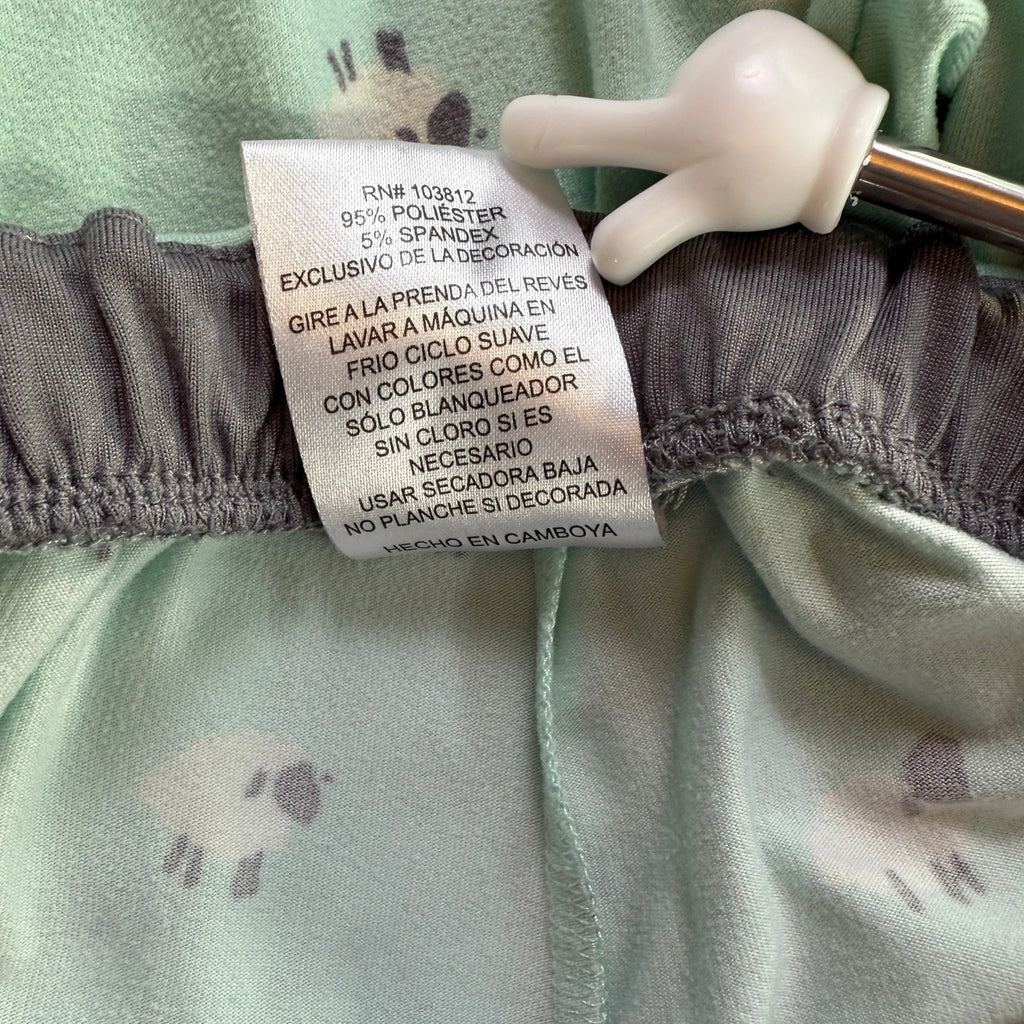 MUNKI MUNKI Women’s Pajama Set Mint Green Sheep Print Short Sleeve Top Pants XS