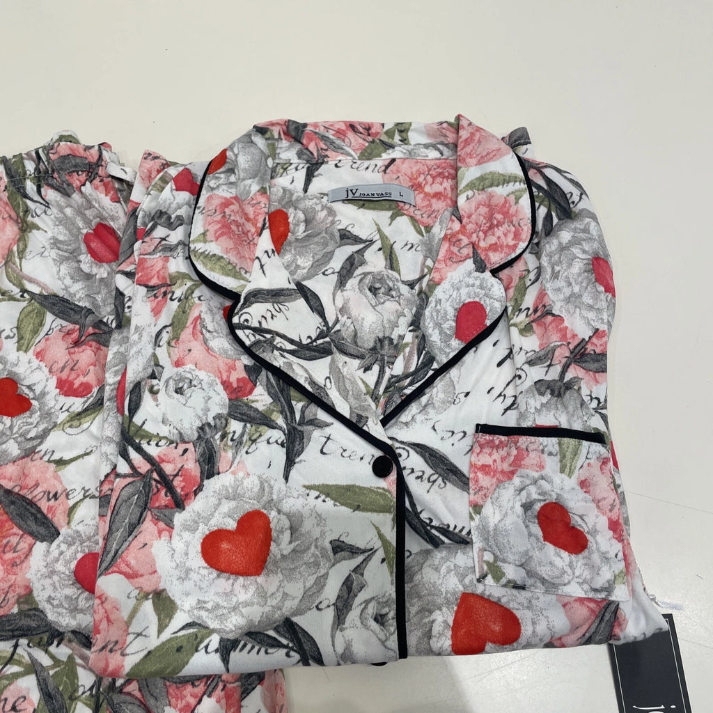 NWT JOAN VASS Super Soft Velour Pajama Set Size Small