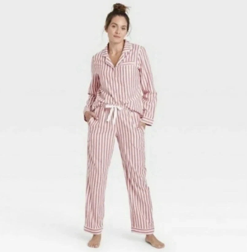 Stars Above Women's XS Pajama Set Red White Striped Perfectly Cozy Flannel New