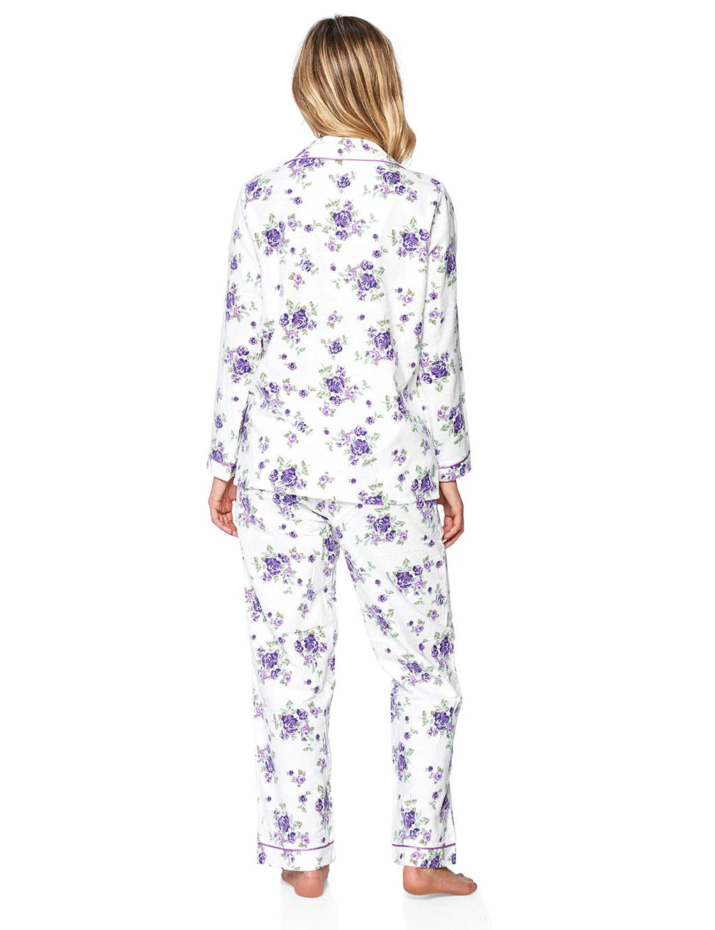 Casual Nights Women's Flannel Long Sleeve Button Down Pajama Set