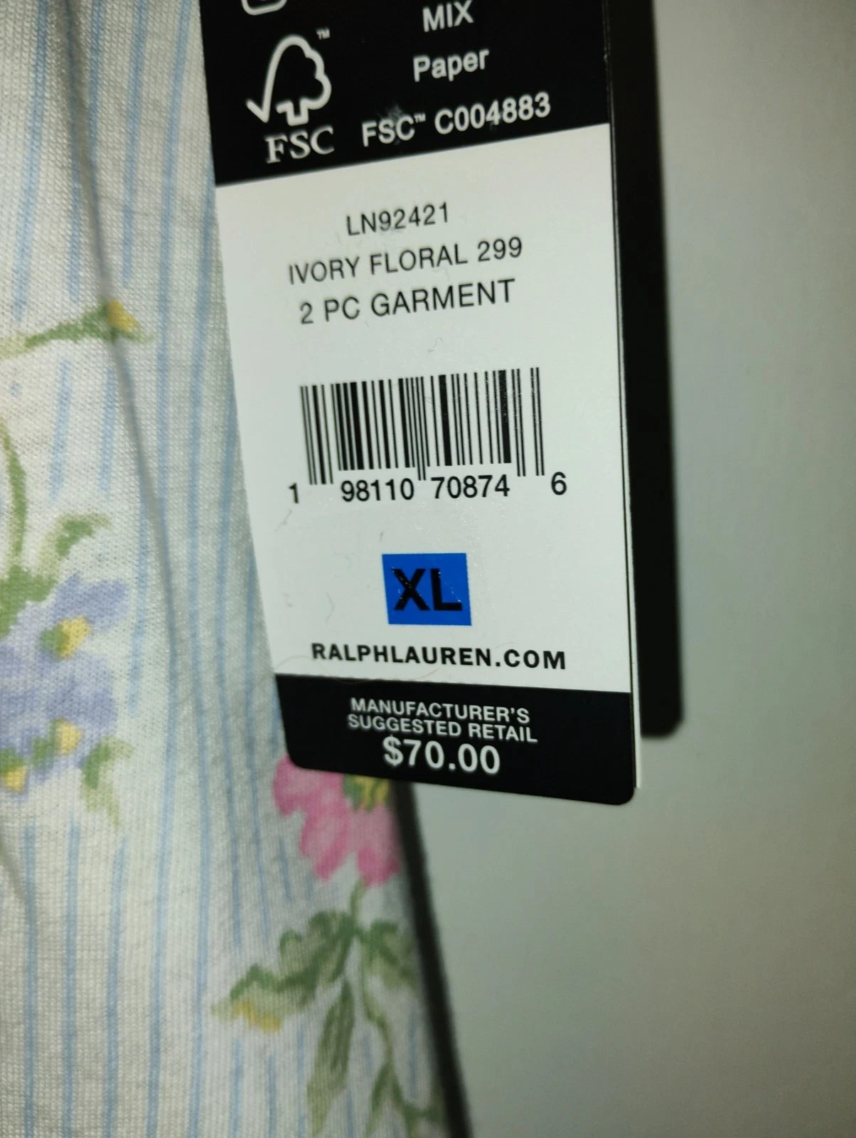 Ralph Lauren Cotton 2 Piece Pajamas Set New Size XL
