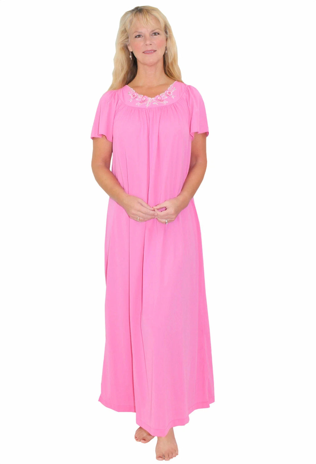Shadowline Nightgown Robe Womens Rosy Pink Long Nylon Sleepwear Pajama Sleep Set