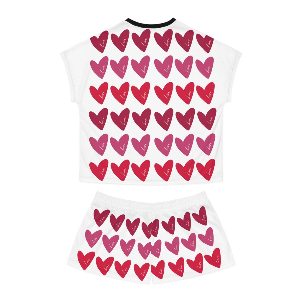 Love Is Everywhere Women's Short Pajama Set (White)