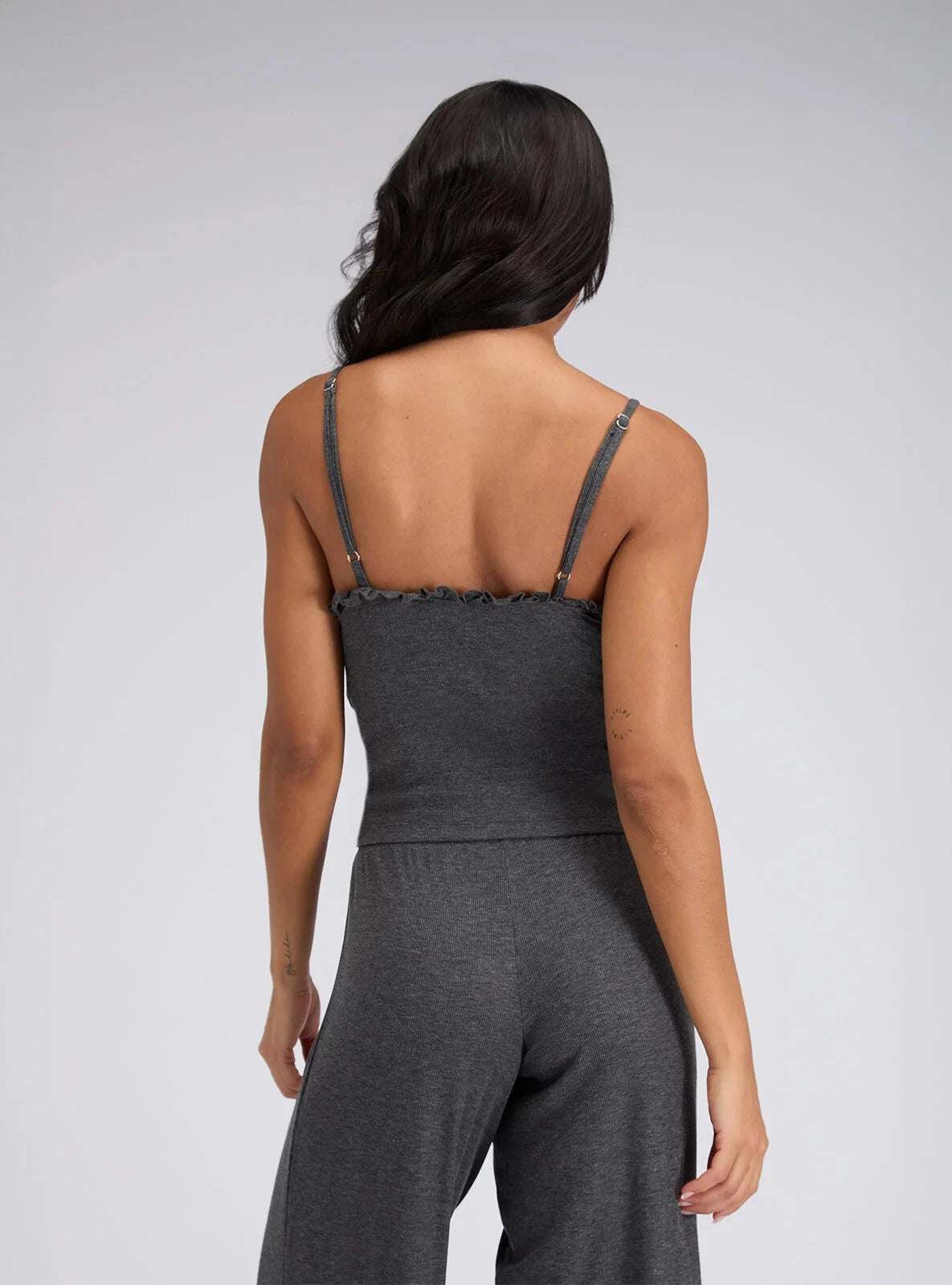 Boux Avenue Pyjama Set Women's Soft Comfy Frill Ribbed Pants Cami Top Sleepwear