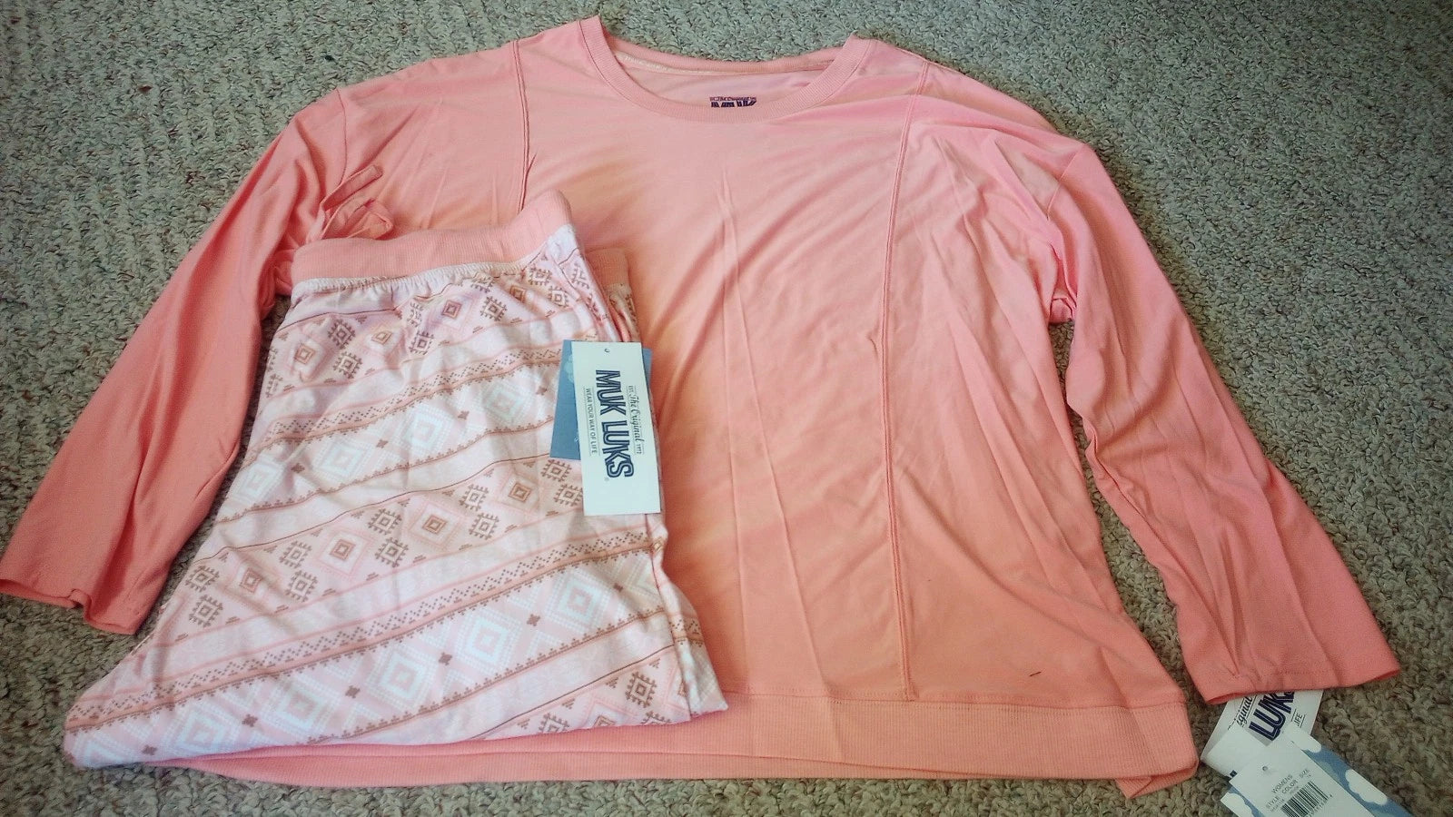 Muk Luks Dream Knit Pajamas/Loungewear Shirt/Pant Set Size 1X Super Soft Jogger